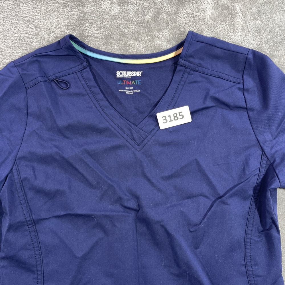 Scrubstar Ultimate Scrub Top Womens XS Indigo Blue V-Neck WM12T900A